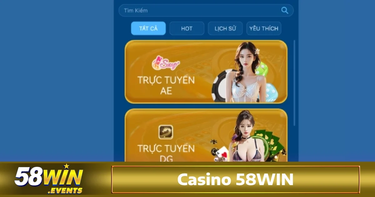 Casino 58win 1 Casino 58win không chỉ đơn thuần là một nhà cái trực tuyến, mà còn là nơi hội tụ của các trò chơi đa dạng, hấp dẫn