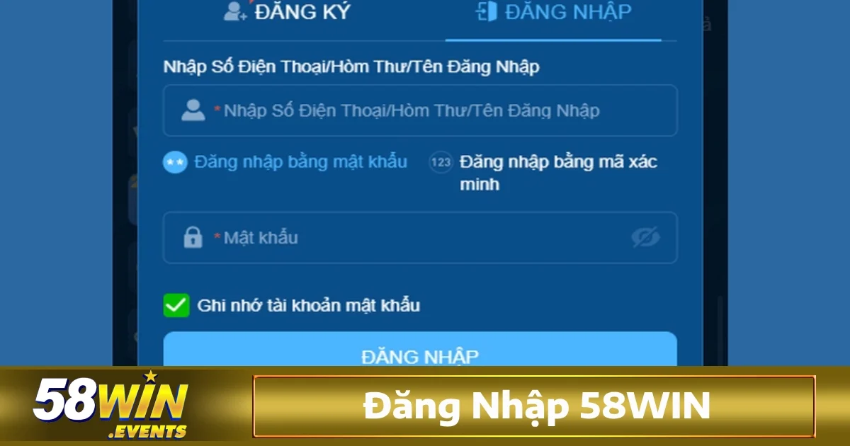Đăng Nhập 58Win 1 Đăng nhập 58win cổng vào thế giới giải trí hấp dẫn